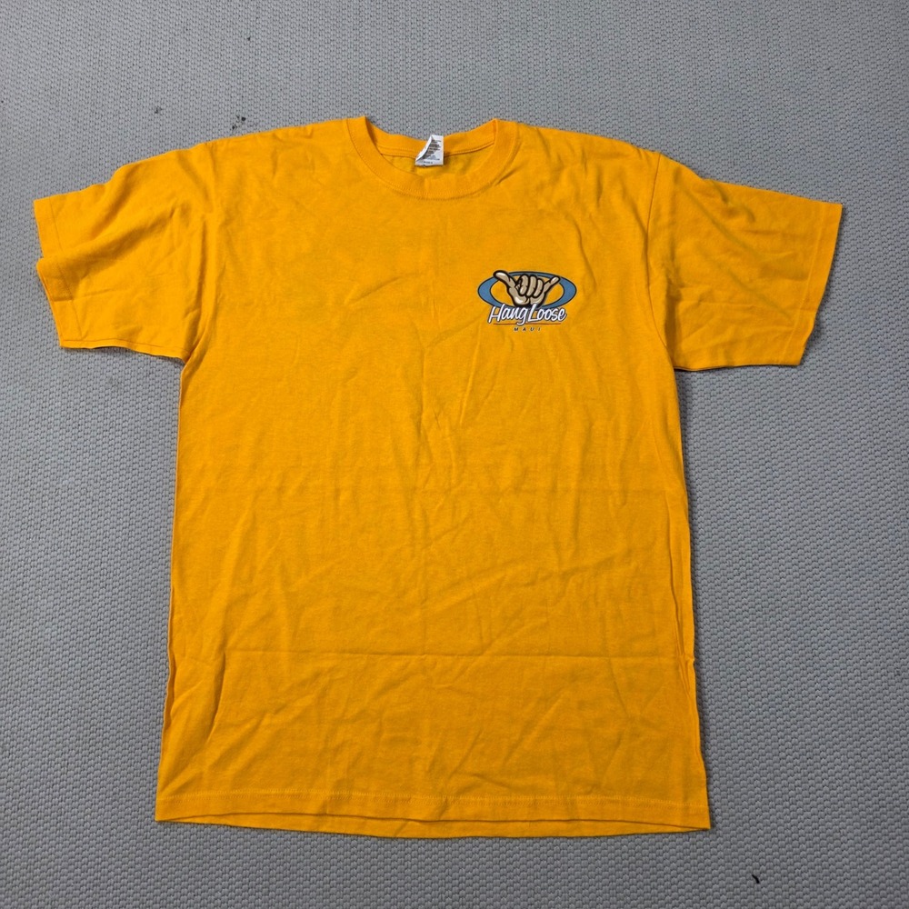 Hang Loose Maui T Shirt Men's Yellow Graphic Tee Size L vintage surf